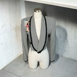 Vintage 1980s up cycled black-and-white cropped blazer.